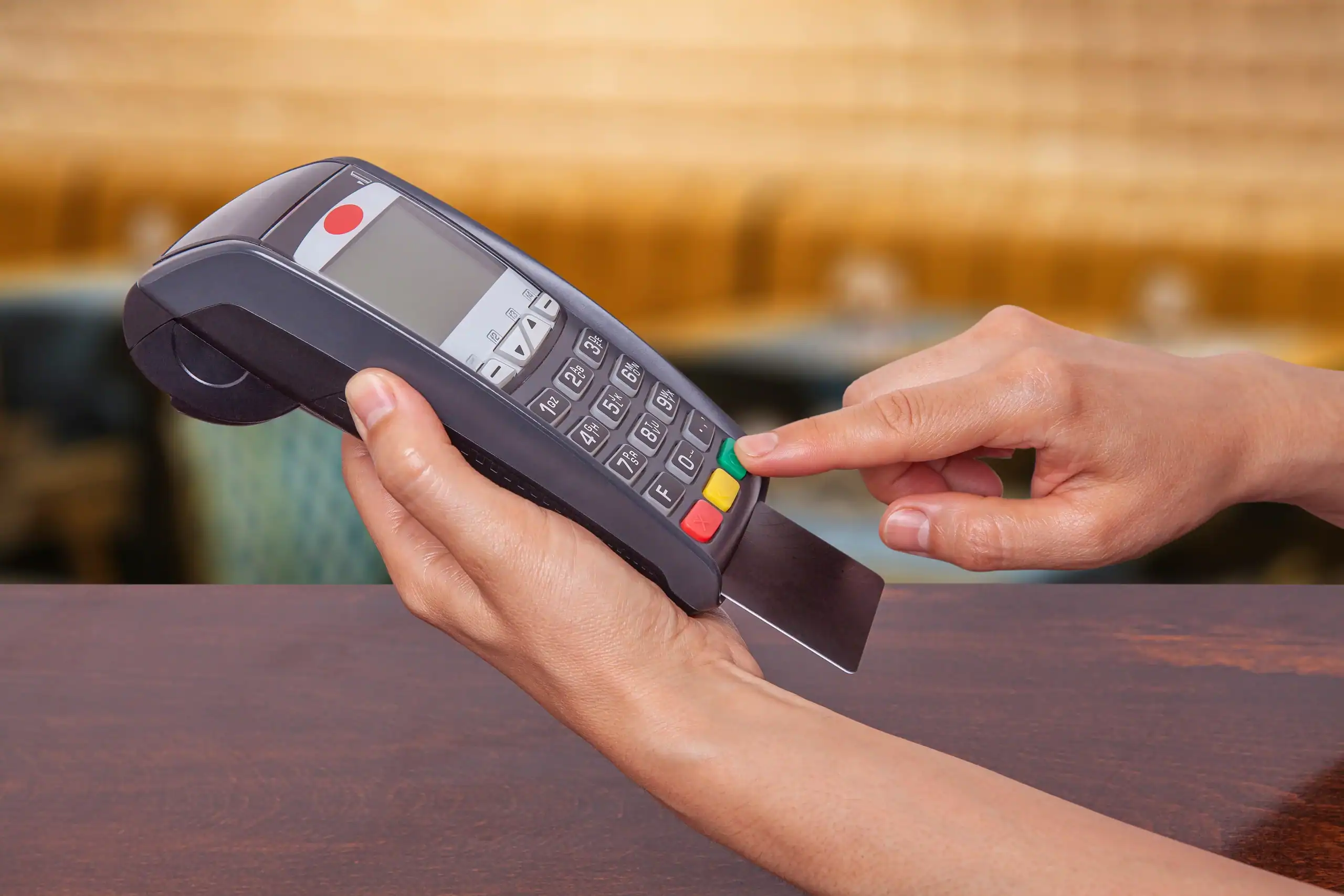 POS terminal used for credit card payments and transaction processing.